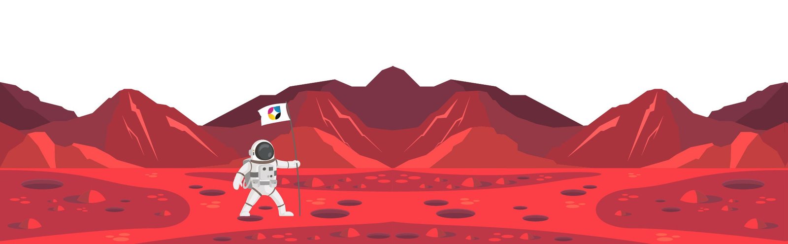 marsdaki astronot bayrağı taşıyor